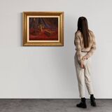 Tableau huile sur nature morte en masonite signé daté 1942