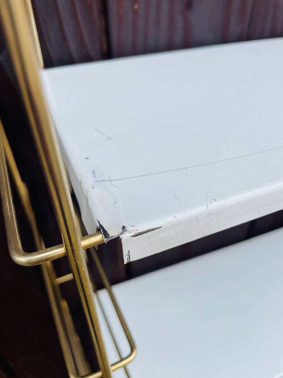 Vintage modular wall shelf, metal and brass, circa 1960s