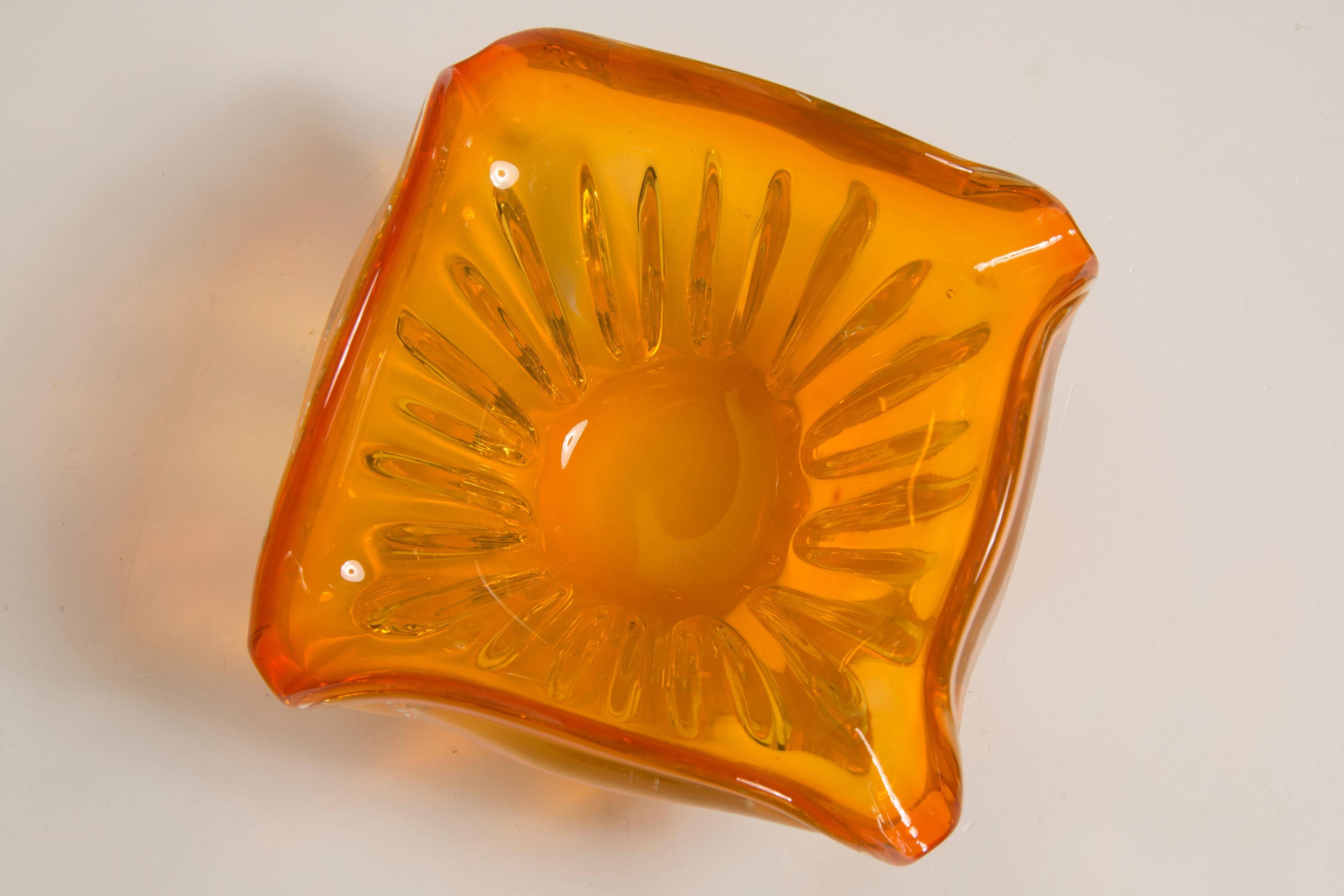 Mid-Century Orange Murano Glass Ashtray, Italy, 1970s