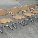 Set of 4 Cesca chairs model B64 with armrests Cesca Marcel breuer design