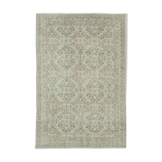 Handmade vintage oriental beige rug 203 cm x 308 cm