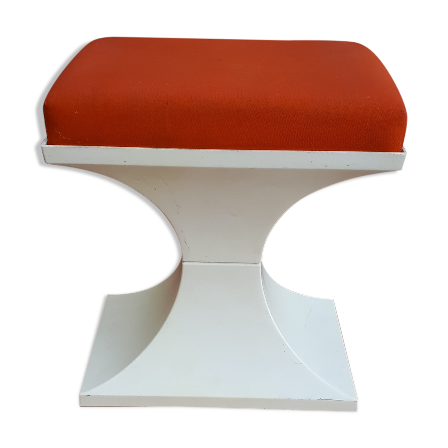 70's white and orange Prisunic Tabouret