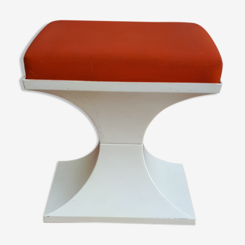 70's white and orange Prisunic Tabouret