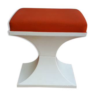 70's white and orange Prisunic Tabouret