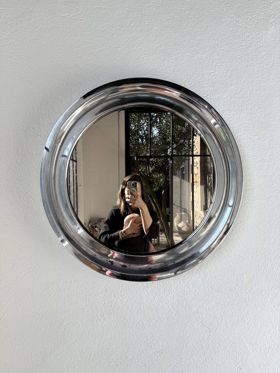 Miroir rond chrome Italie 1960