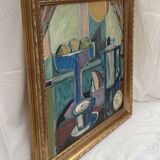 Oil painting on canvas signed dimensions: height -60cm- width -64 cm-