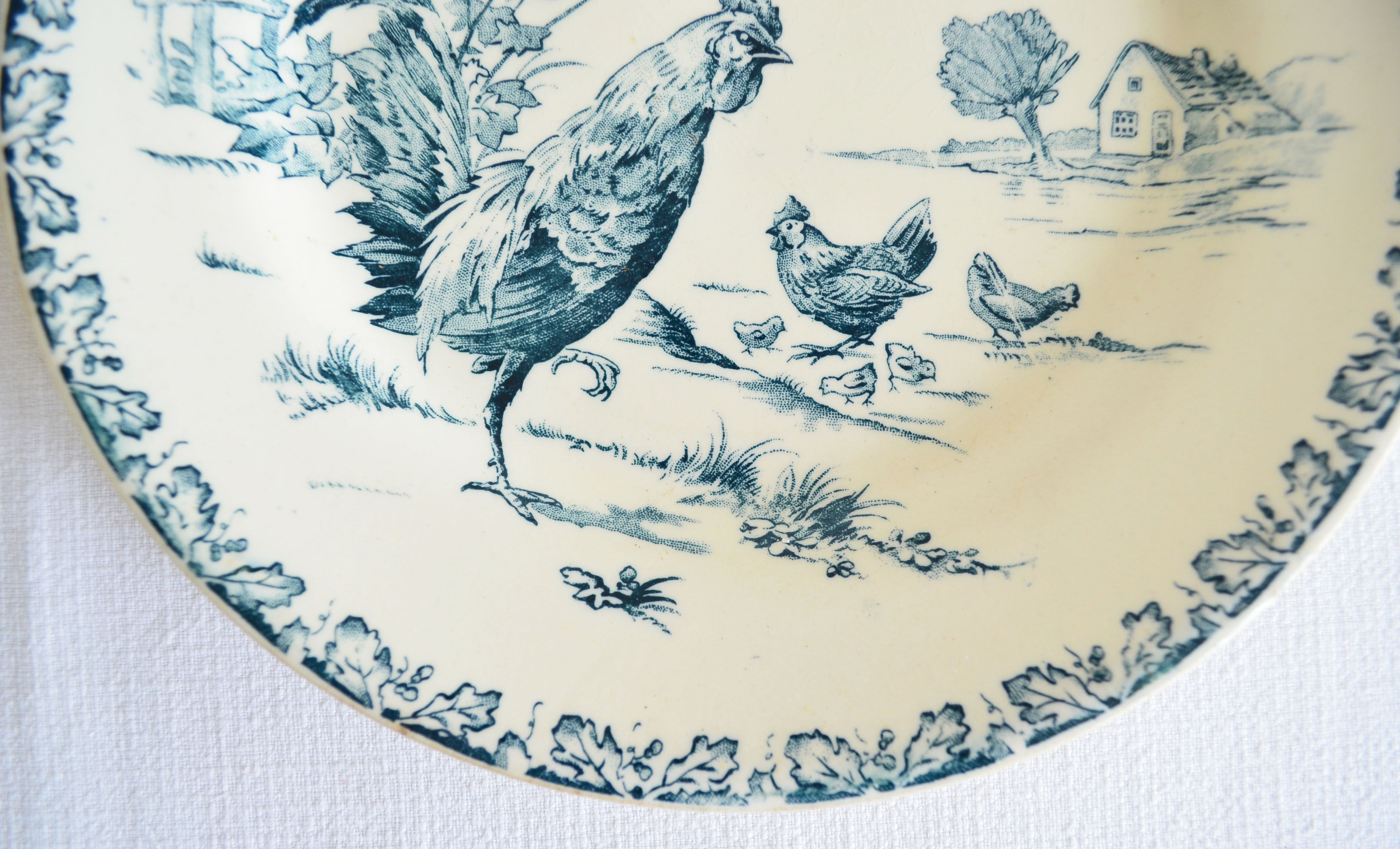 Flat plate porcelain of Gien pattern Roosters