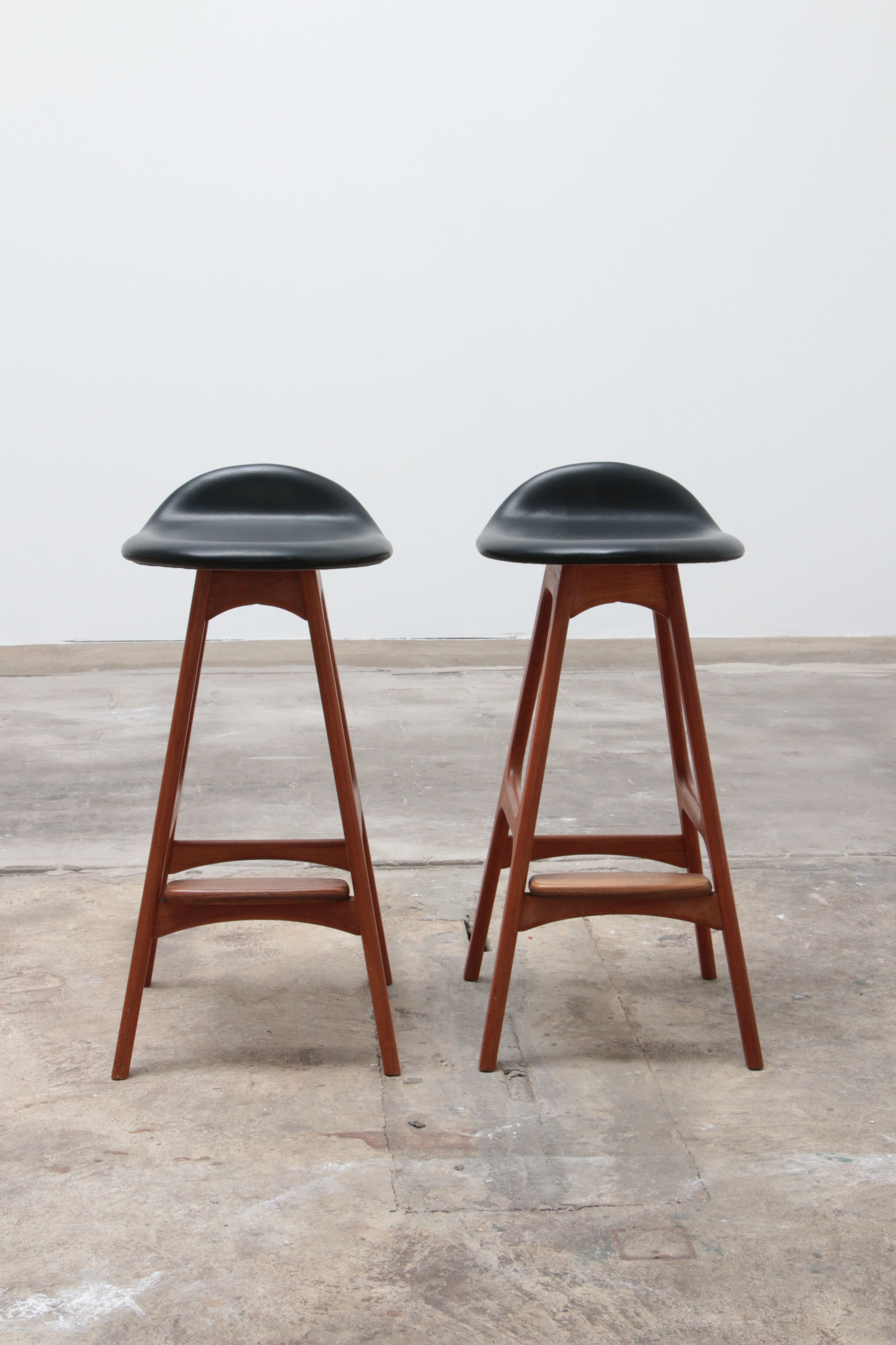 Set of two Erik Buch Teak wood bar stools 1960 Denmark