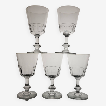 5 Water / wine glasses model Mirabeau Style 19th century