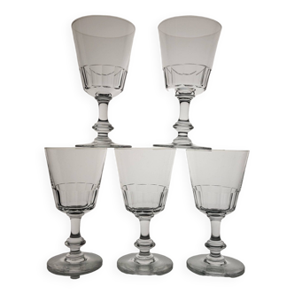 5 Water / wine glasses model Mirabeau Style 19th century