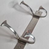Aluminium wall coat rack with two double hooks, 38 cm