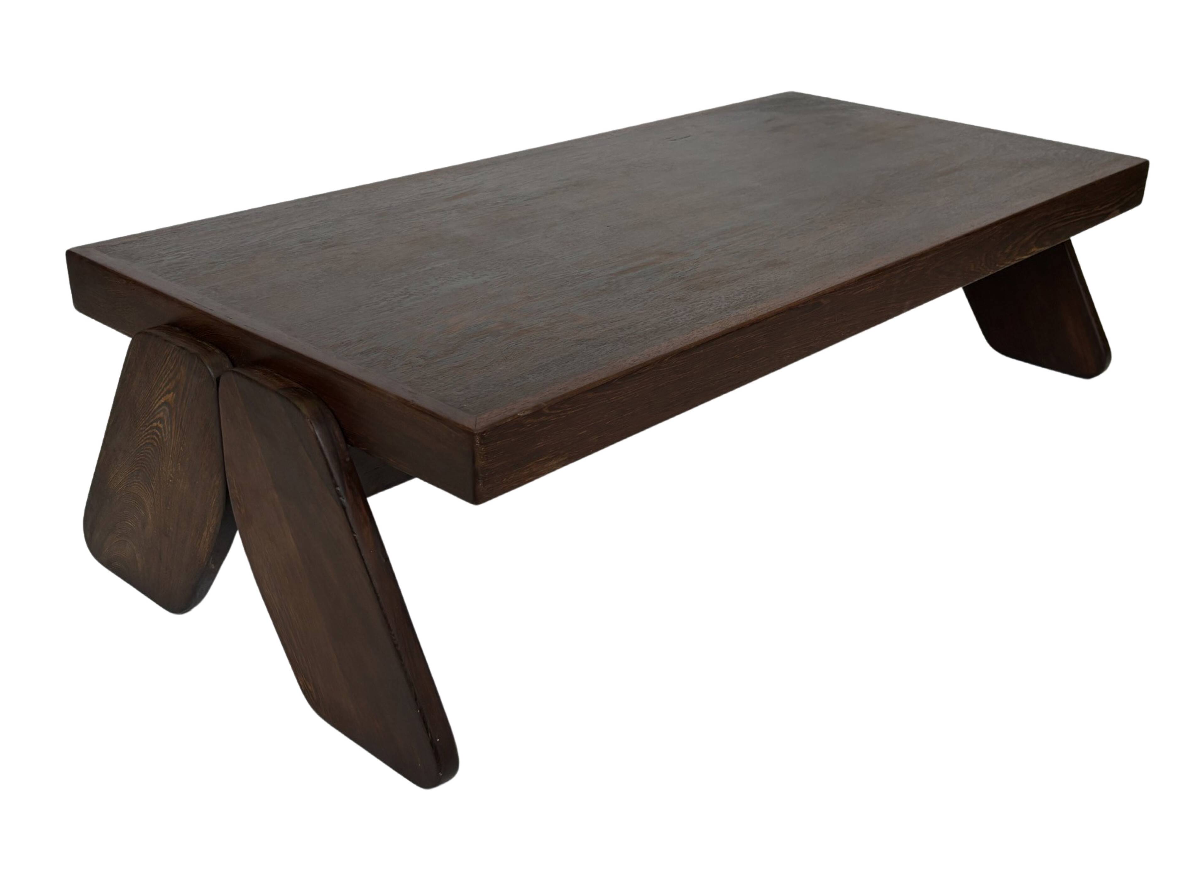 Vintage Coffee Table Wengé Brutalist Postmodern 70's Design