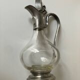 Pewter and glass carafe