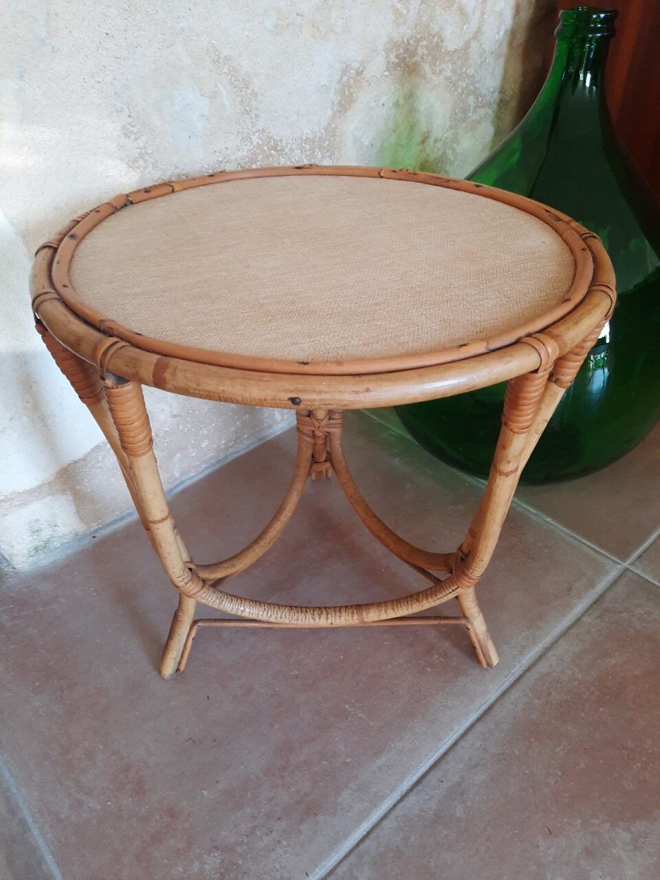 Rattan pedestal table