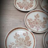 Set 6 assiettes plates grès fleuries