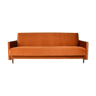 Vintage sofa, convertible couch, fully restored, 1960s, russet orange velvet