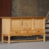 Brutalist Danish enfilade from the mid-century in oak by Henning Kjærnulf, 1960s.