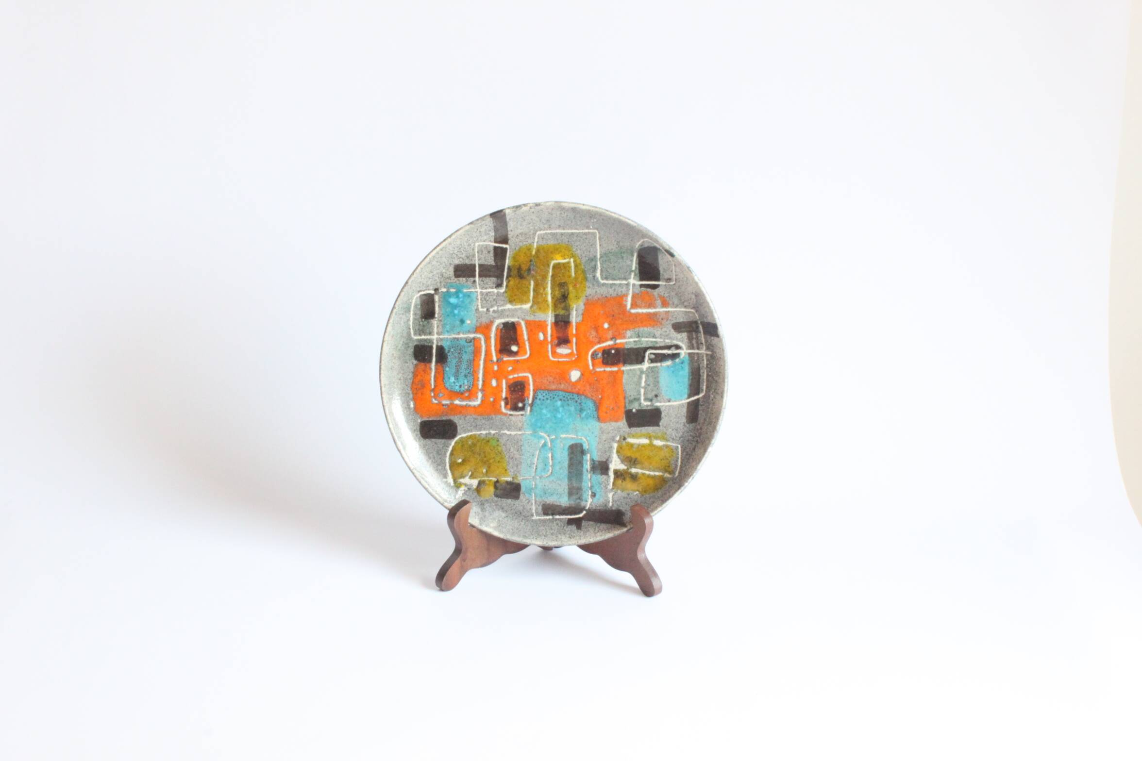 Assiette géométrique abstraite par Gehel Paris, 1960