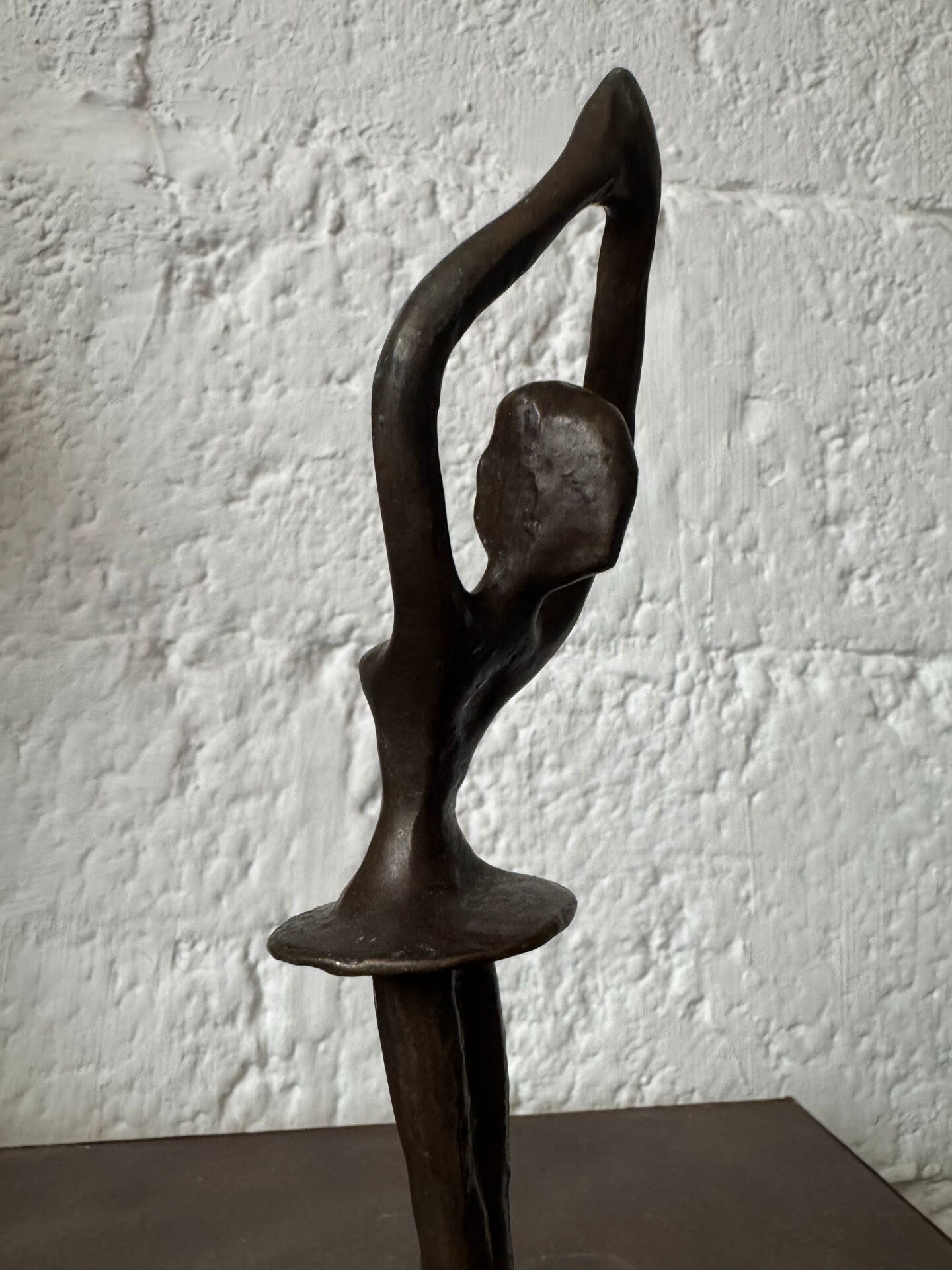 Small bronze dancer in 1980s modernist style.
