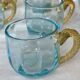 Antique Georges Sand blue and amber liqueur set - 12 glasses and tray