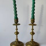 Pair of neoclassical brass candlesticks