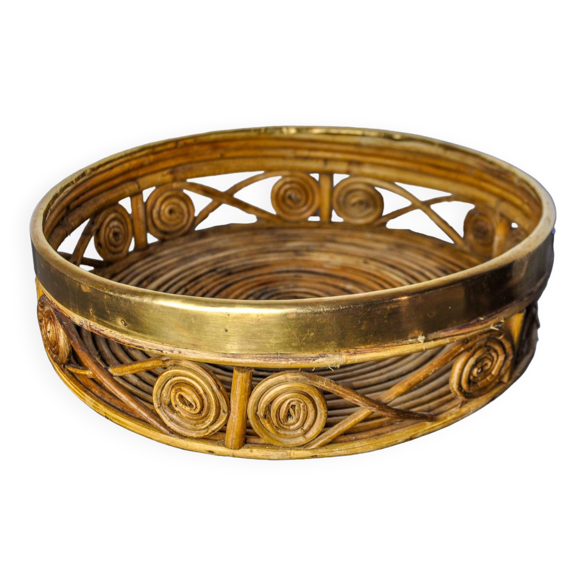 Rattan and brass centerpiece, Italy, 1970