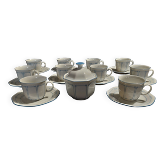 Série de dix tasses à café et sucrier en porcelaine Schirnding Bavaria XXème
