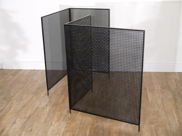 Paire de claustra paravent vintage en métal perforé