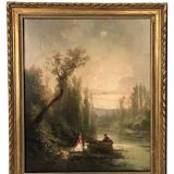 Pair of oils on canvas, 19th century animated landscapes