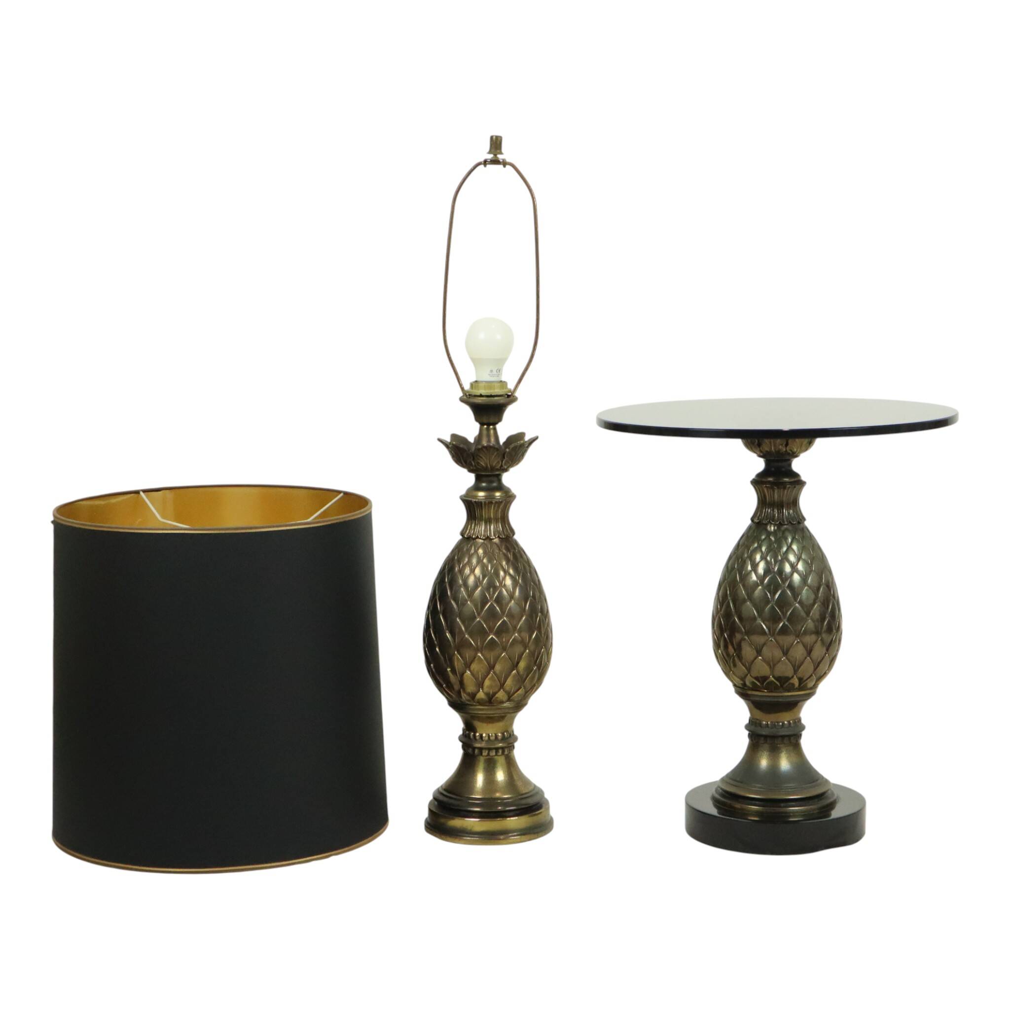 Rare Set Pineapple Lamp and Table Deknudt Loevsky 1970s