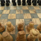 Olive wood chess games rustic finish handmade chessboard with drawer gift idea