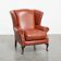 Elegant smooth English cowhide leather Chesterfield wingback armchair