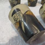 6 Ciboure stoneware liqueur goblets, Vilotte period, 6cl, h 5.8cm