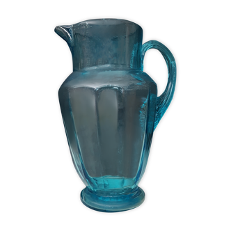 Old blue glass pitcher