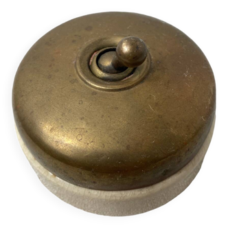 Antique Vintage Vitreous Brass and Ceramic Switch