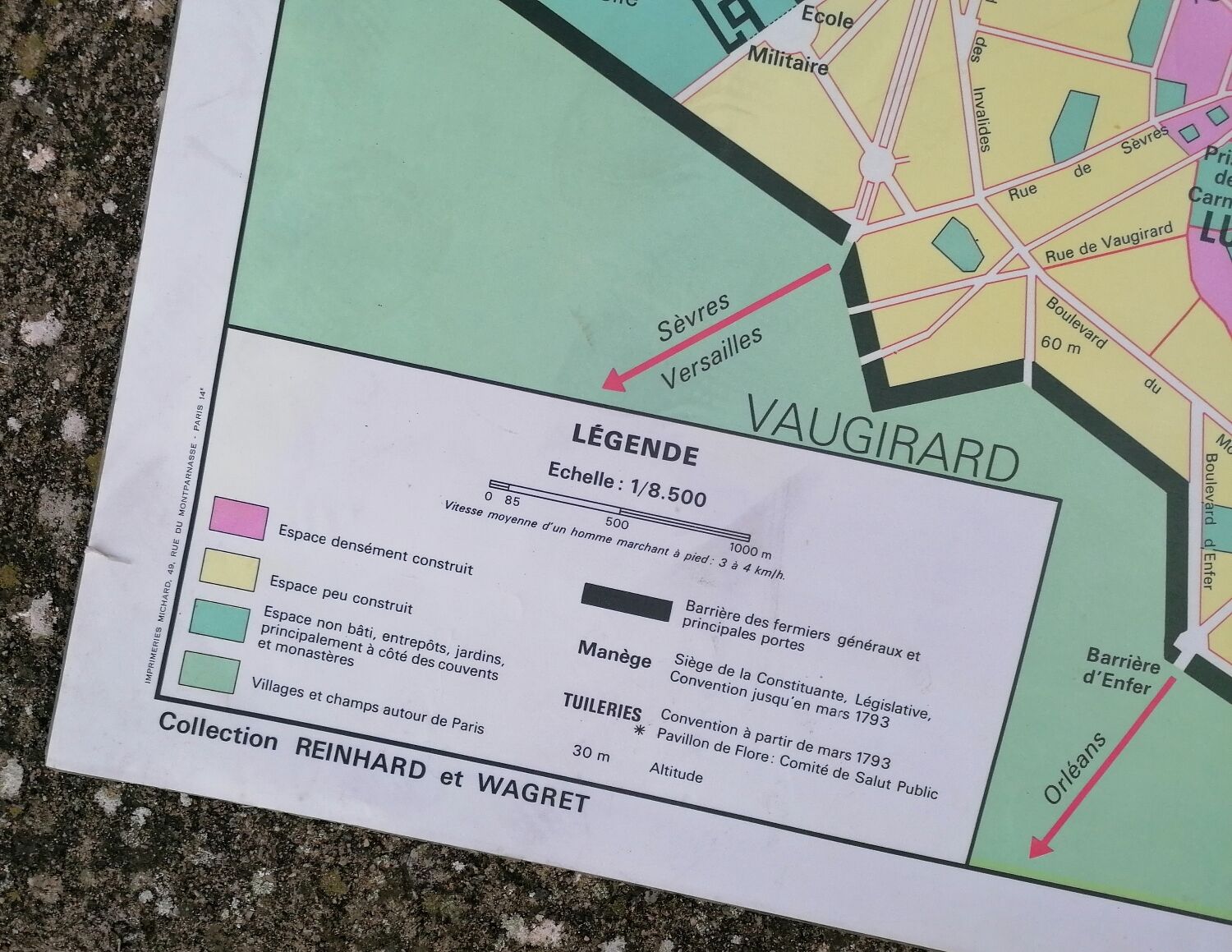 Old historical map Armand Colin The revolutionary France-Paris during the Revolution