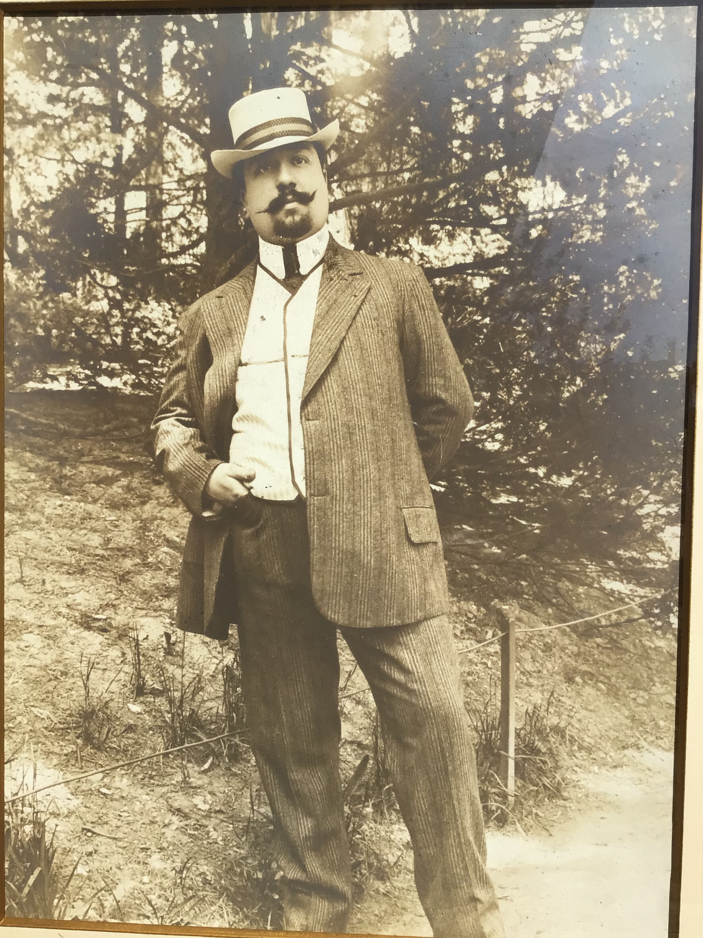 Sepia photo Elegant man circa 1910 framed