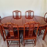 Asian table + 6 round/extendable/oval chairs in rosewood