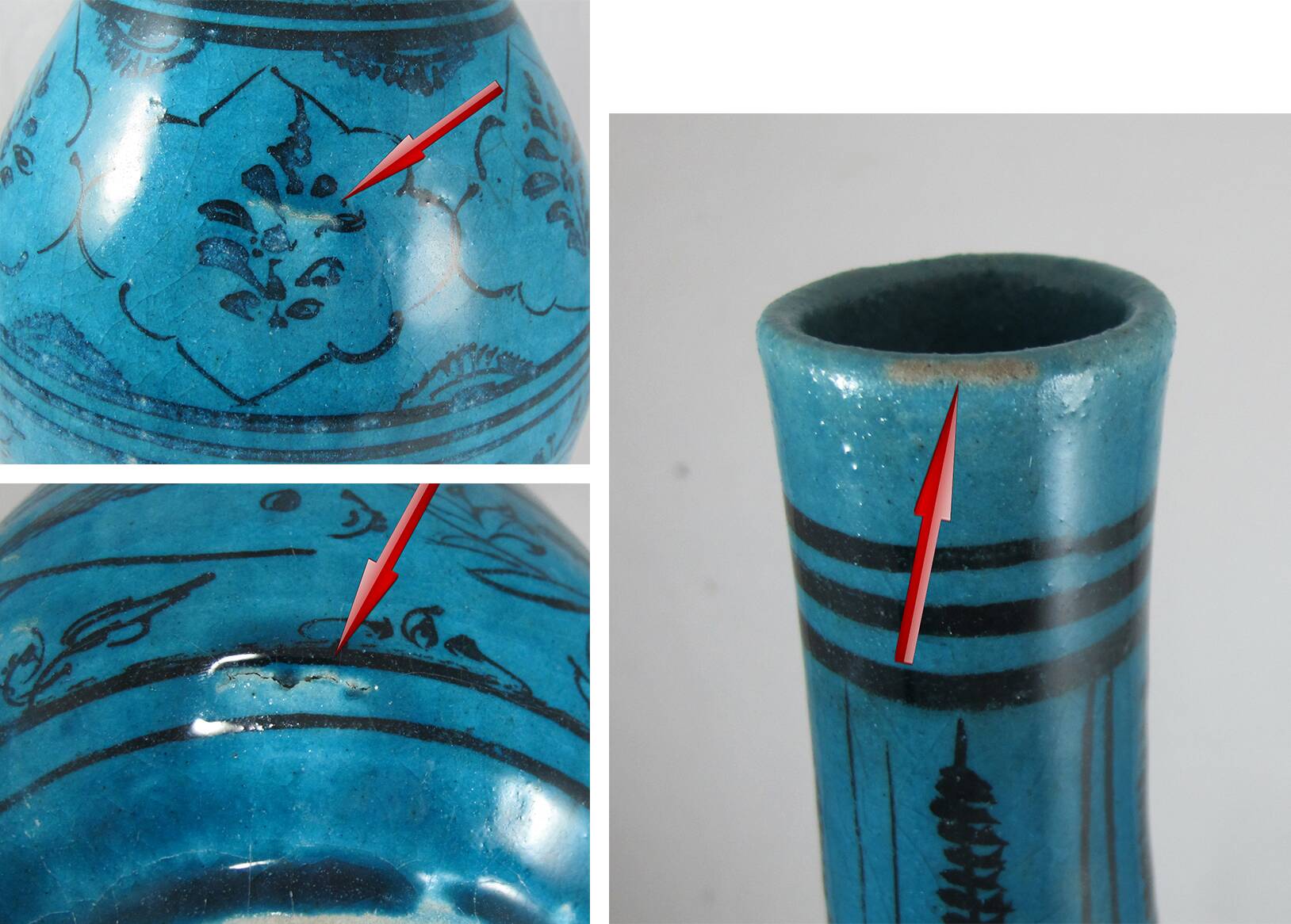 Islamic ceramic vase with turquoise background