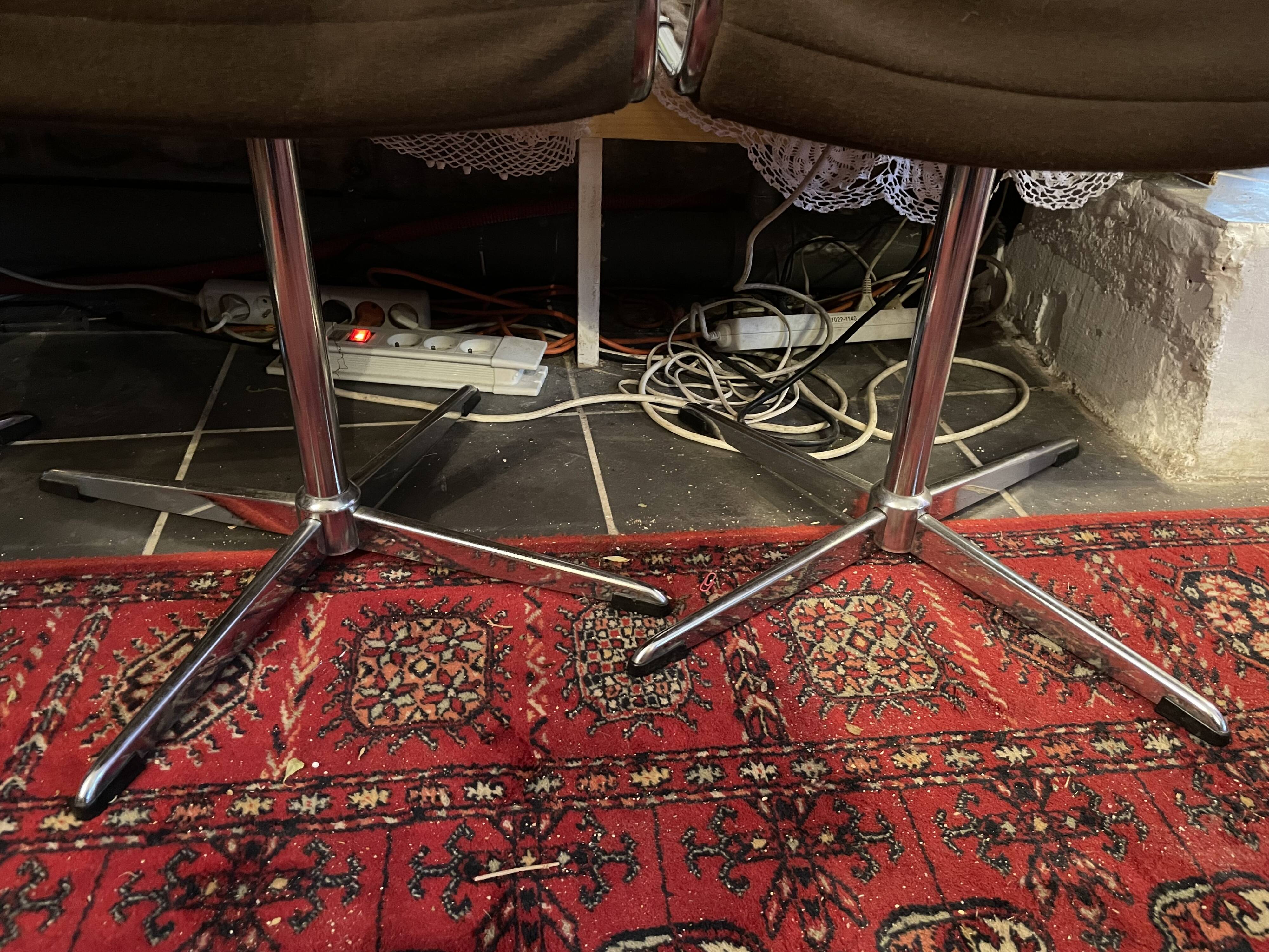 Set of 4 vintage 60s 70s chrome and fabric chairs