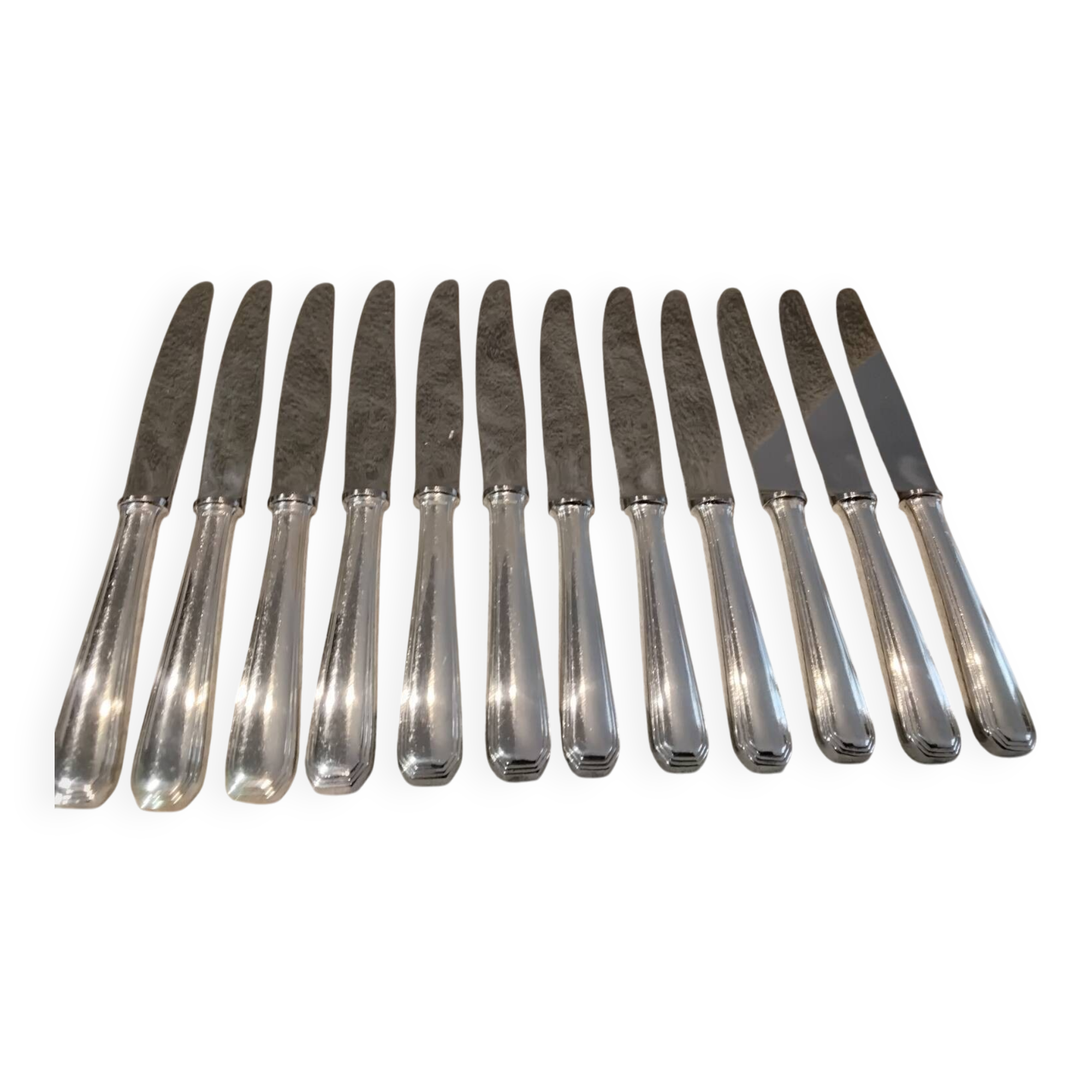 12 silver-plated dessert knives by Christofle America