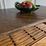 Vintage brown bamboo living room coffee table