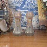 Paire de vases art nouveau en verre émaillé peint à la main fin xixème