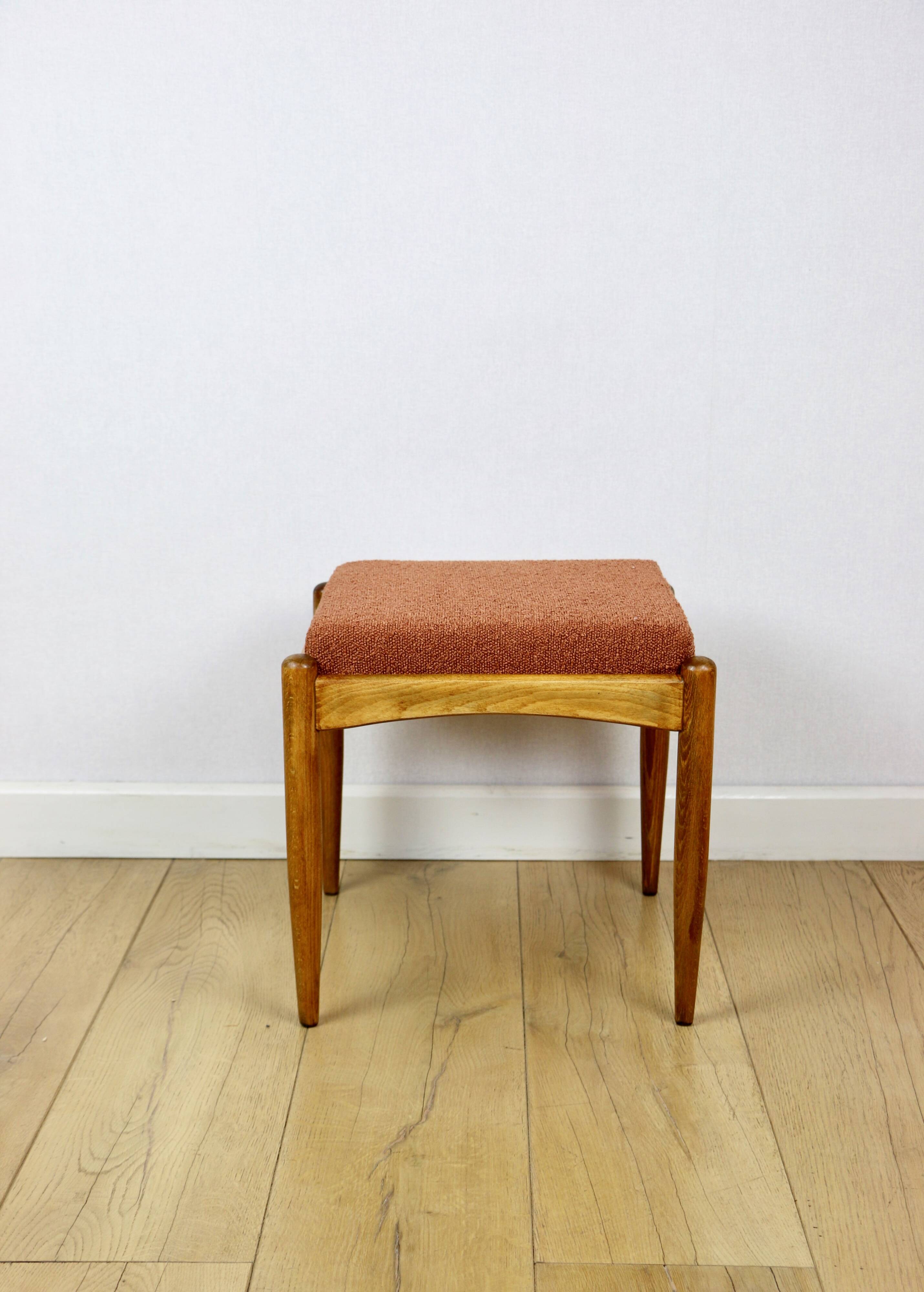 Edmund Homa stool orange brick boucle seat