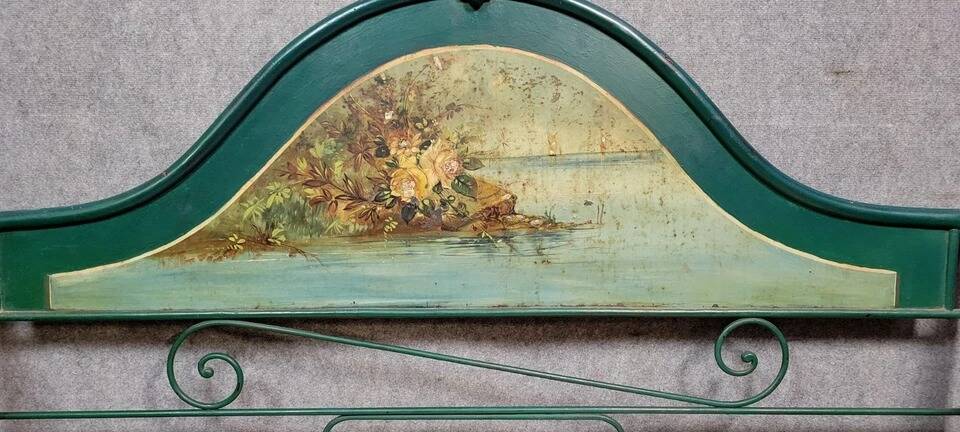 Rare Venetian Napoleon III period rest bench in cast iron and sheet metal