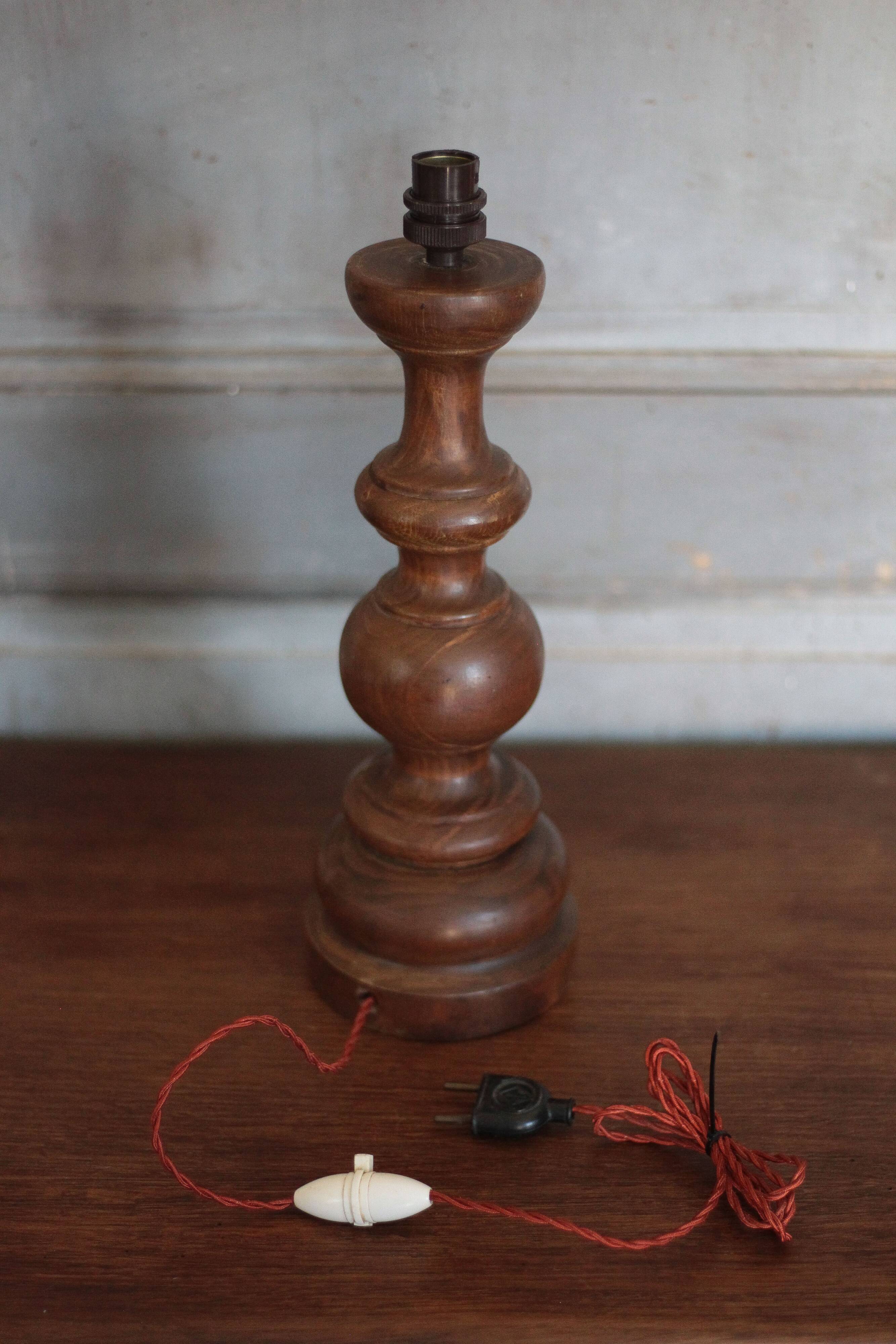 Turned wood lamp base, wooden lamp, table lamp, living room lamp