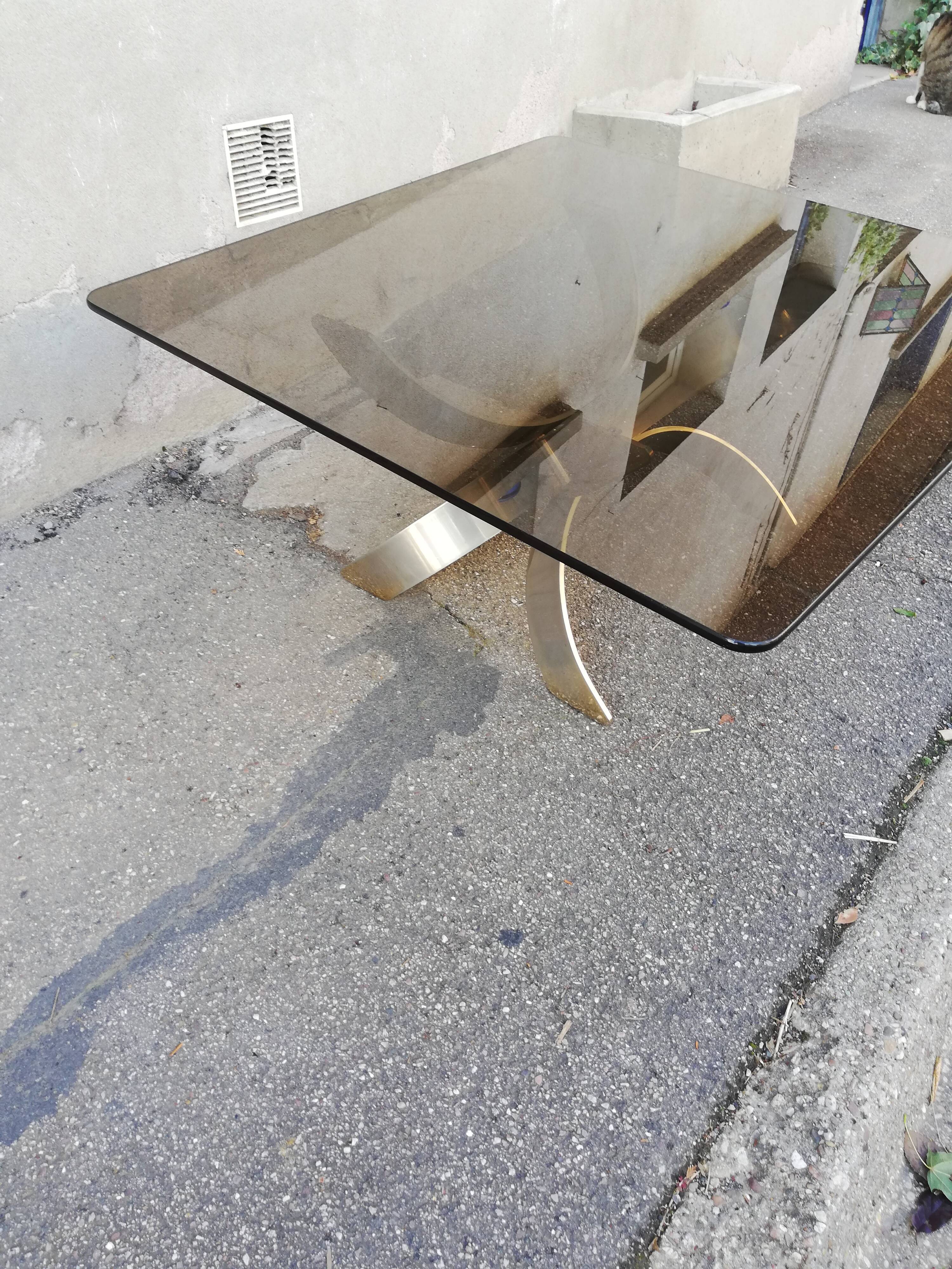 Vintage metal coffee table and smoked glass