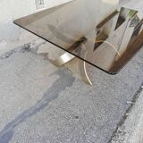 Vintage metal coffee table and smoked glass
