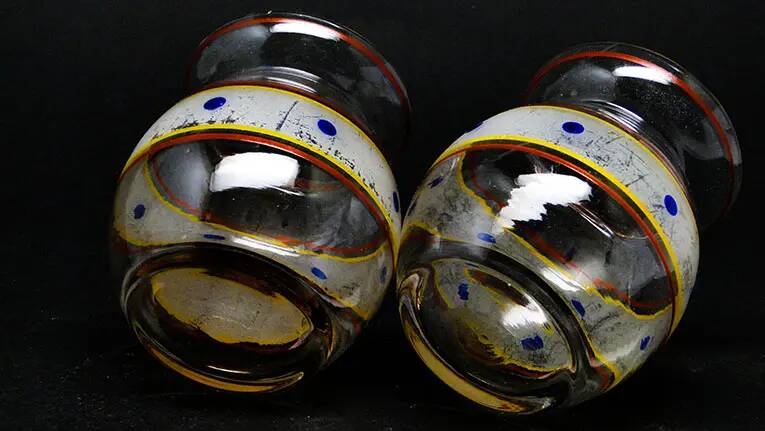 Paire de vases, pop art, verre, Huta Hortensja, Pologne, années 1960