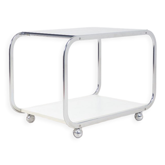 Vintage serving trolley with chrome and glass, 1970s